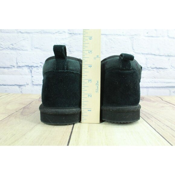 LL Bean Black Suede Slip-on Wicked Good Shearling Lined Slipper Ankle Boots 7 M - Picture 6 of 9